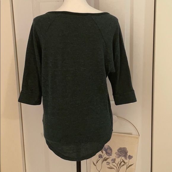 Alternative Apparel Earth Green 3/4 Henley Thermal Top - Picture 2 of 6